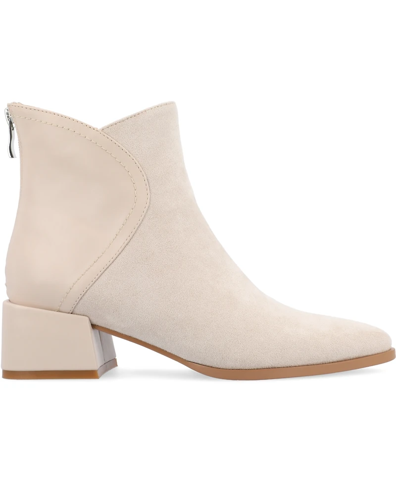 Journee Collection Women's Consuello Two Tone Pointed Toe Block Heel Booties