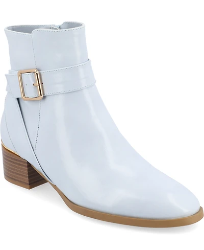 Journee Collection Women's Elley Buckle Strap Block Heel Booties