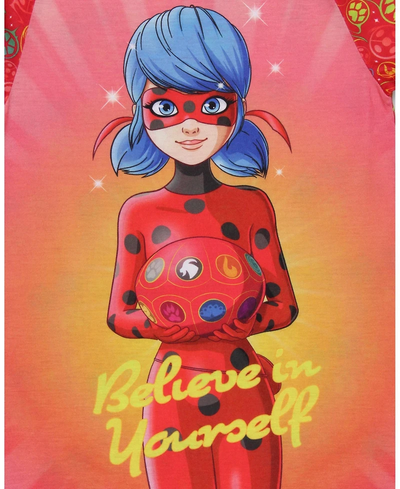 Miraculous Tales of Ladybug Girls Miraculous: & Cat Noir Nightgown Short-Sleeve Raglan Pajama