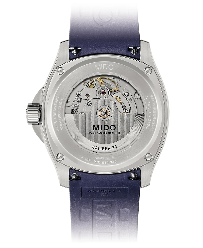 Mido Men's Swiss Automatic Multifort Blue Rubber Strap Watch 41mm