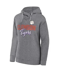 Women's Fanatics Heather Gray Clemson Tigers Script Favorite Pullover Hoodie