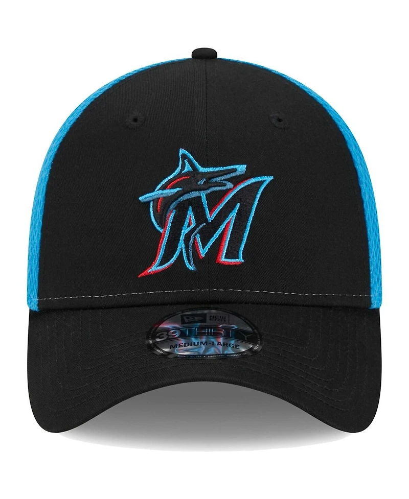 Men's New Era Black Miami Marlins Team Neo 39THIRTY Flex Hat