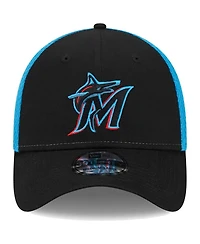 Men's New Era Black Miami Marlins Team Neo 39THIRTY Flex Hat