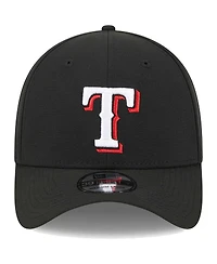 Men's New Era Black Texas Rangers Logo 39THIRTY Flex Hat