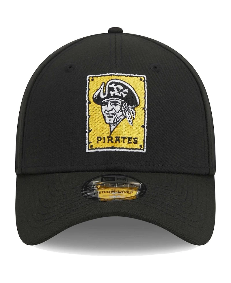 Men's New Era Black Pittsburgh Pirates Logo 39THIRTY Flex Hat