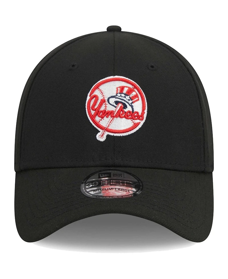 Men's New Era Black York Yankees Logo 39THIRTY Flex Hat