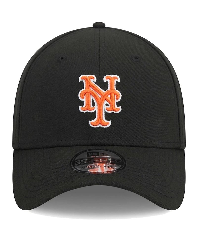 Men's New Era Black York Mets Logo 39THIRTY Flex Hat