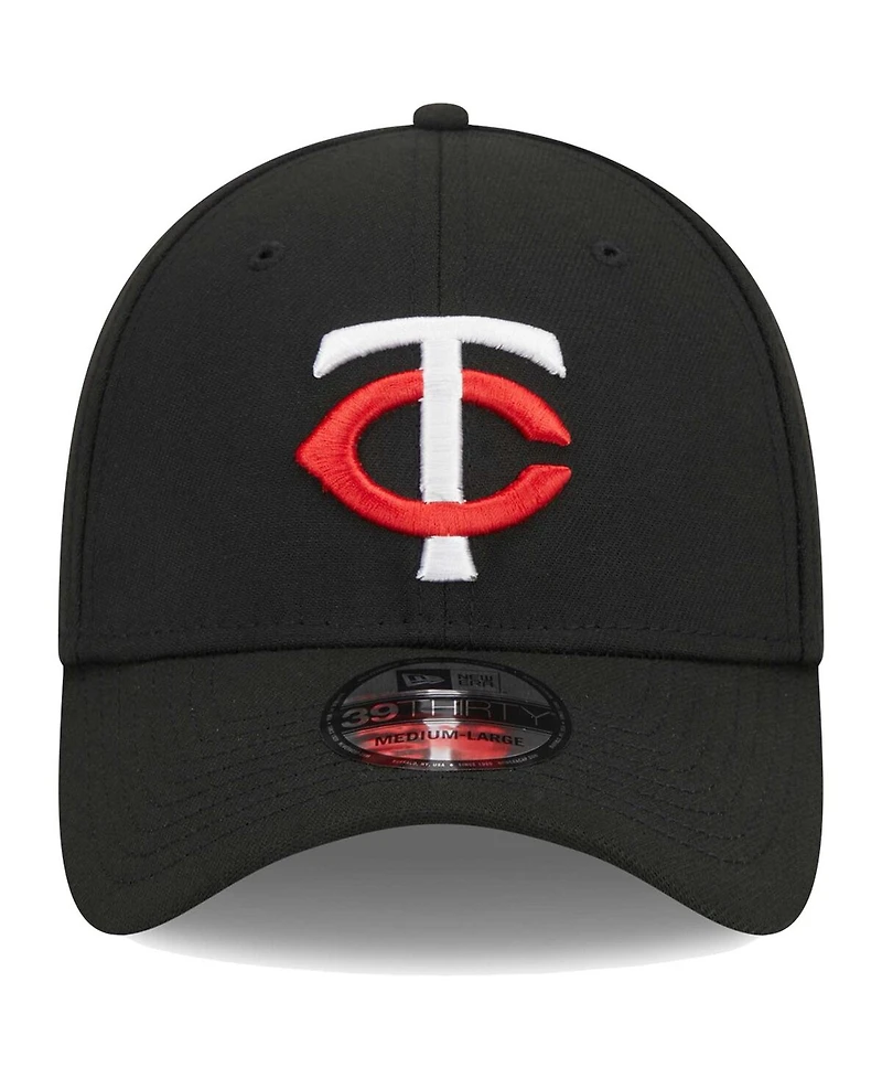 Men's New Era Black Minnesota Twins Logo 39THIRTY Flex Hat