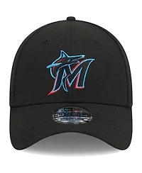 Men's New Era Black Miami Marlins Logo 39THIRTY Flex Hat