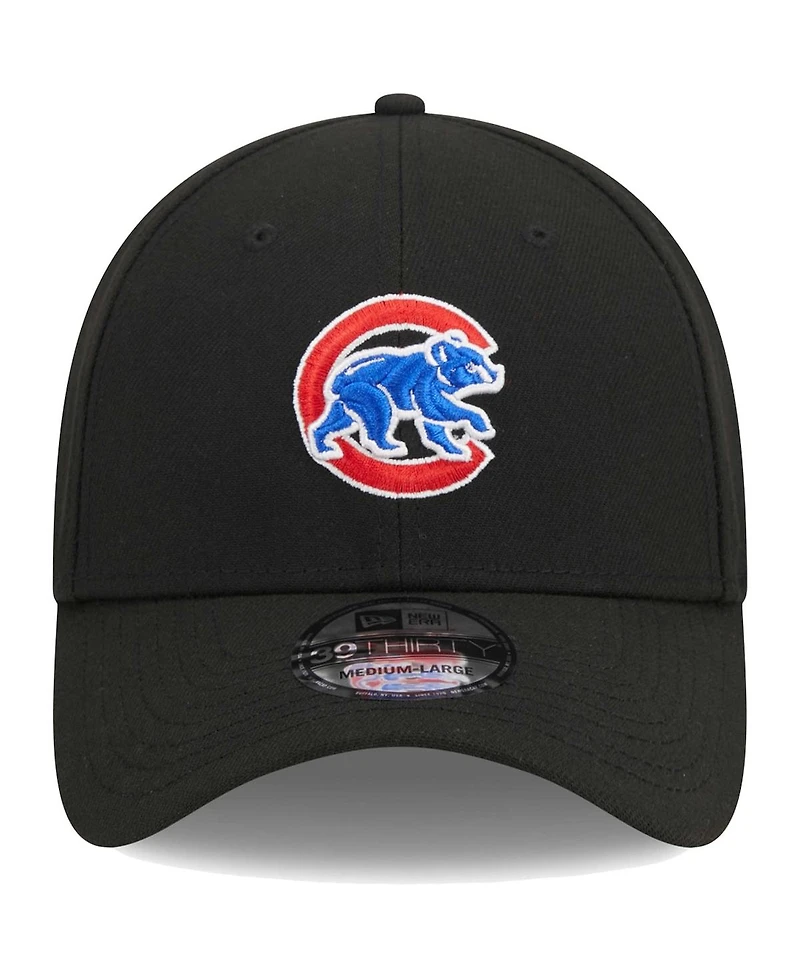 Men's New Era Black Chicago Cubs Logo 39THIRTY Flex Hat