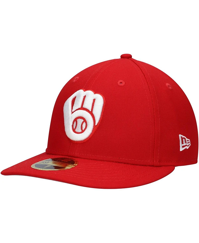 Men's New Era Scarlet Milwaukee Brewers Low Profile 59FIFTY Fitted Hat