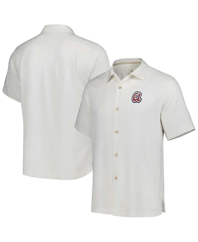Men's Tommy Bahama White Atlanta Braves Sport Tropic Isles Camp Button-Up Shirt