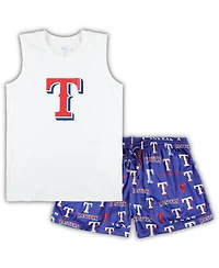 Women's Concepts Sport White, Royal Texas Rangers Plus Tank Top and Shorts Sleep Set