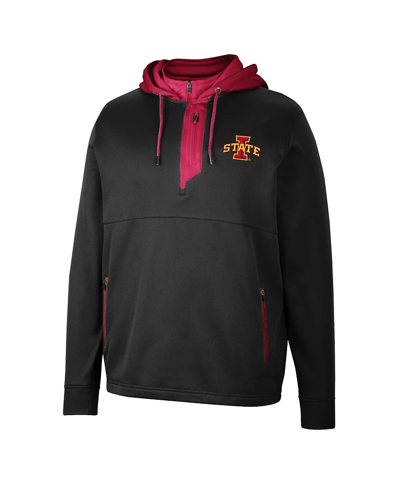 Men's Colosseum Black Iowa State Cyclones Luge 3.0 Quarter-Zip Hoodie