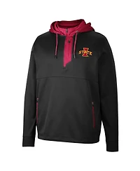 Men's Colosseum Black Iowa State Cyclones Luge 3.0 Quarter-Zip Hoodie