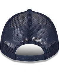 Men's New Era White, Navy Sporting Kansas City Team Stripes 9FORTY Trucker Snapback Hat