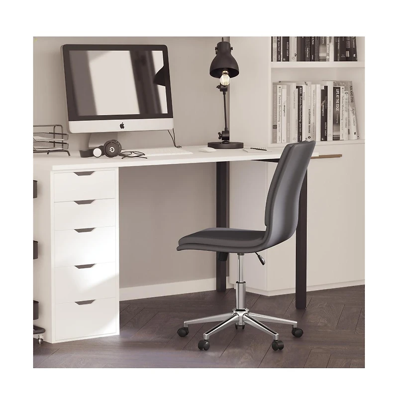 Merrick Lane Artemis Mid-Back Armless Home Office Chair With Height Adjustable Swivel Seat And Five Star Chrome Base