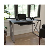 Computer Desk With Pull-Out Keyboard Tray And Cross-Brace Frame