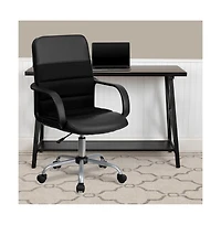 Emma+Oliver Mid-Back Leather And Mesh Swivel Task Office Chair With Arms