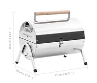 vidaXL Portable Tabletop Charcoal Bbq Grill Stainless Steel Double Grids