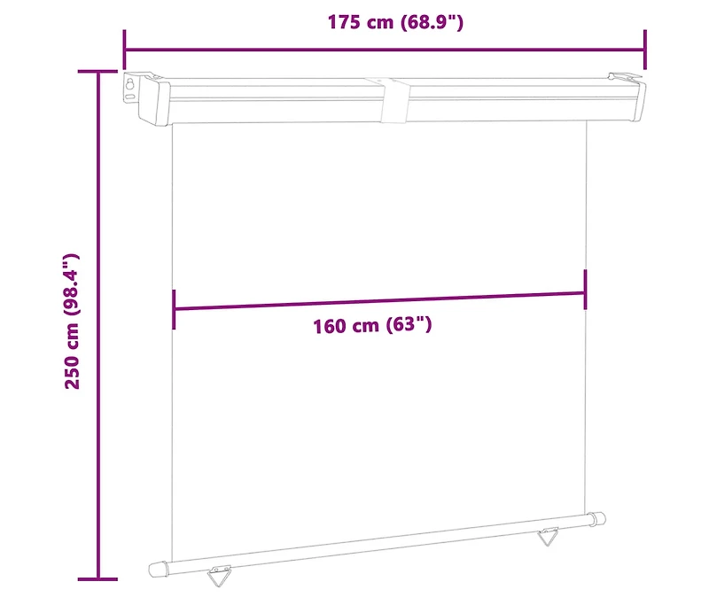 48436 Balcony Side Awning 68.9"x98.4" Black