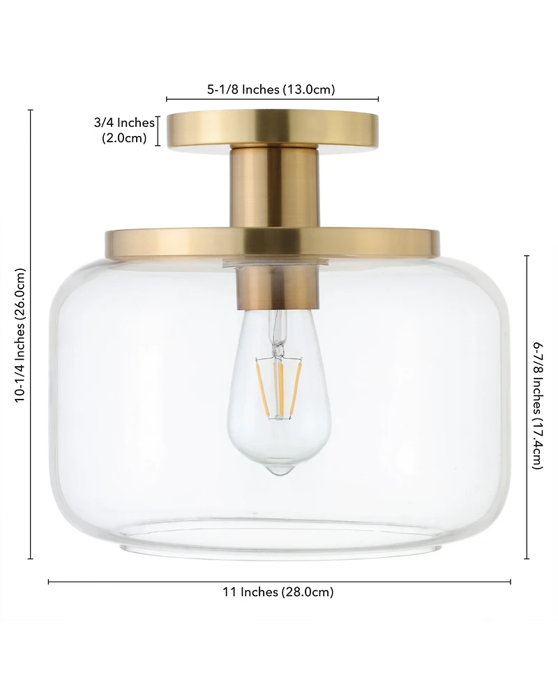 Hudson & Canal Tatum 11" Wide Semi Flush Mount with Glass Shade