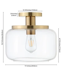 Hudson & Canal Tatum 11" Wide Semi Flush Mount with Glass Shade