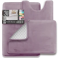 3 Piece Ultra Soft Non-Slip Plush Memory Foam Bath Rug Set - Small, Large & Contour Tiled Design