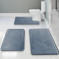 3 Piece Ultra Soft Non-Slip Plush Memory Foam Bath Rug Set - Small, Large & Contour - Tiled Design