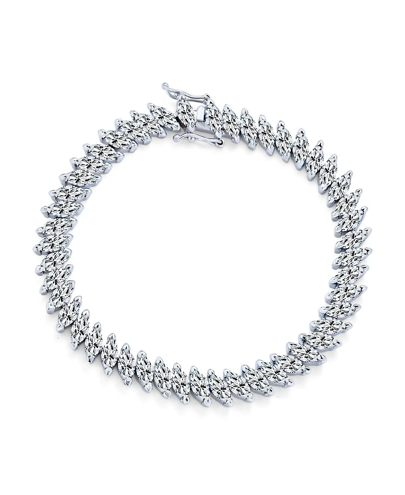 Bling Jewelry Cubic Zirconia Marquise Shape Cz 25 Ctw Alternating Black White Clear Blue Tennis Bracelet 7.5 Inch