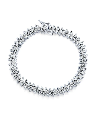 Bling Jewelry Cubic Zirconia Marquise Shape Cz 25 Ctw Alternating Black White Clear Blue Tennis Bracelet 7.5 Inch