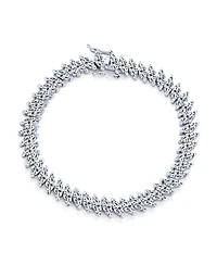 Bling Jewelry Cubic Zirconia Marquise Shape Cz 25 Ctw Alternating Black White Clear Blue Tennis Bracelet 7.5 Inch