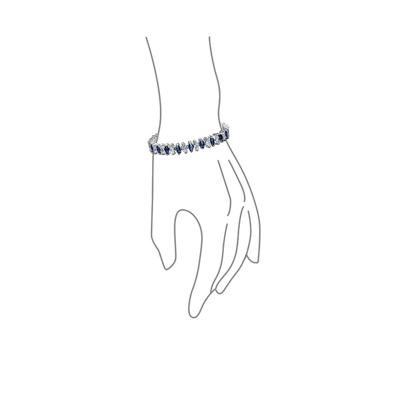 Bling Jewelry Cubic Zirconia Marquise Shape Cz 25 Ctw Alternating Black White Clear Blue Tennis Bracelet 7.5 Inch
