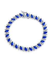 Bling Jewelry Cubic Zirconia Marquise Shape Cz 25 Ctw Alternating Black White Clear Blue Tennis Bracelet 7.5 Inch