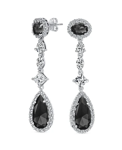 Bling Jewelry Art Deco Style Canary Yellow Cubic Zirconia Halo Cz Statement Teardrop Chandelier Earrings Gold Plated