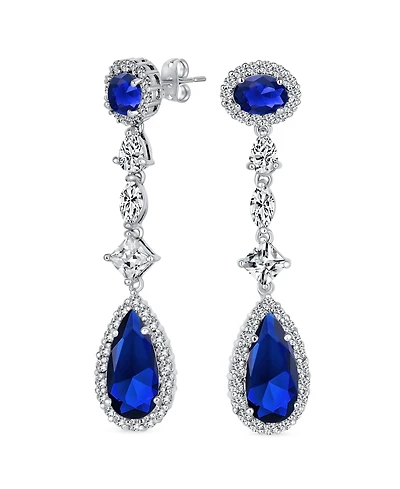 Bling Jewelry Art Deco Style Canary Yellow Cubic Zirconia Halo Cz Statement Teardrop Chandelier Earrings Gold Plated