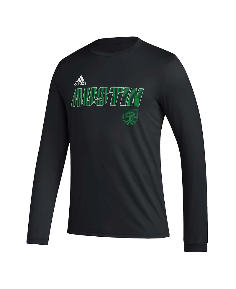 Men's adidas Black Austin Fc Jersey Hook Aeroready Long Sleeve T-shirt