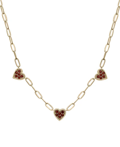 Garnet Heart Cluster 18" Collar Necklace (3/4 ct. t.w.) in 14k Gold-Plated Sterling Silver