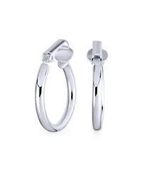Bling Jewelry Classic Basic Simple Tube Lightweight Clip On Hoop Earrings Non Pierced Ears Sterling Silver .75 Diameter