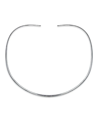 Bling Jewelry Basic Simple Thin Flat Slider Open Collar Contoured Statement Necklace Silver Sterling Add Pendant 2MM