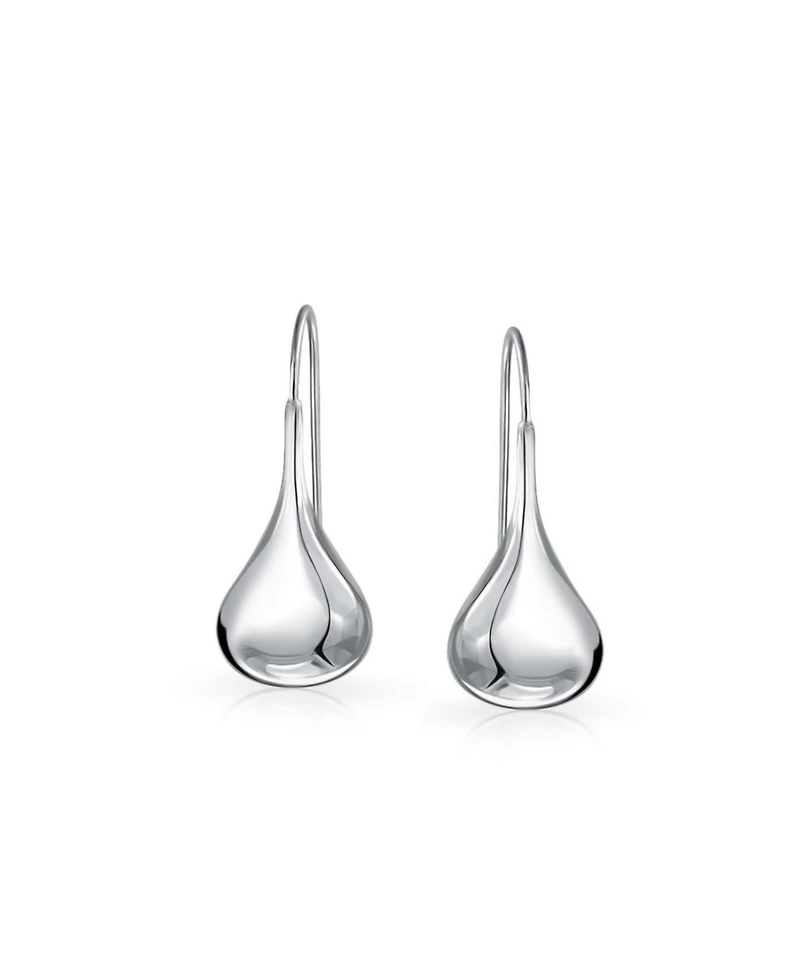 Bling Jewelry Simple Plain Puffed Teardrop Pear Shaped Rain Drop Earrings Fishhook Threader Polish Sterling Silver Inch