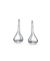 Bling Jewelry Simple Plain Puffed Teardrop Pear Shaped Rain Drop Earrings Fishhook Threader Polish Sterling Silver Inch