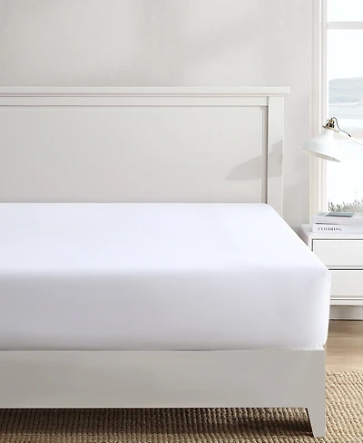 Nautica Solid Cotton Percale Fitted Sheet, Queen