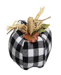 5" White and Black Buffalo Plaid Fall Harvest Pumpkin
