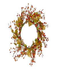 Orange Berries and Yellow Leaves Fall Harvest Artificial Wreath 22"