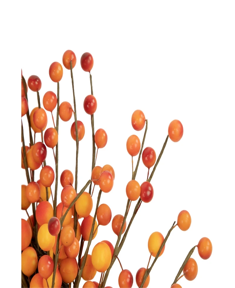 14" Orange and Red Berry Artificial Fall Harvest Twig Wreath 14" Unlit