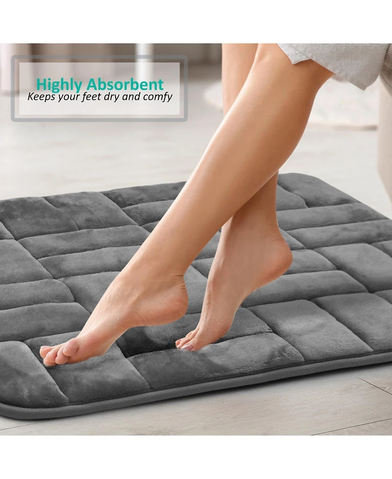 Clara Clark 2 Piece Ultra Soft Non-Slip Plush Memory Foam Bath Rug Set - Small & Large
