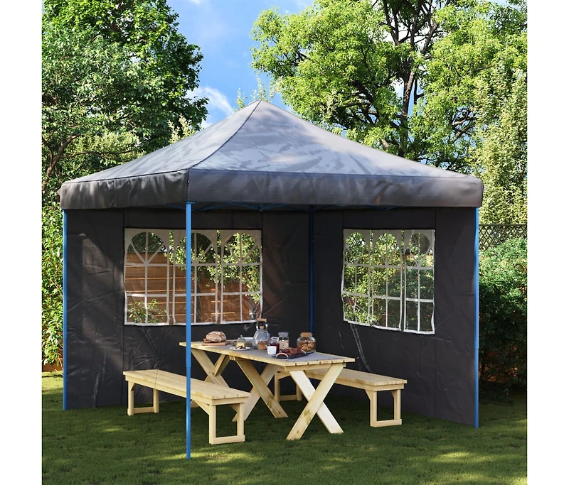 Party Tent Sidewall 2 pcs with Window Pe Anthracite
