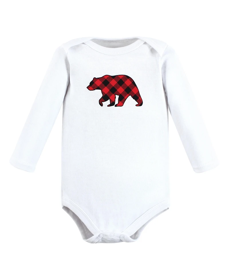 Hudson Baby Boys Soft Cotton Long-Sleeve Bodysuit Bundle (5-Count)