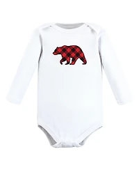 Hudson Baby Boys Soft Cotton Long-Sleeve Bodysuit Bundle (5-Count)